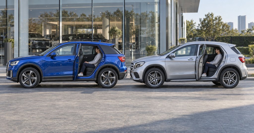 Audi Q2L vs Mercedes GLA 180: Q2L просторнее сзади, хотя GLA длиннее